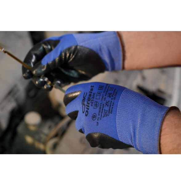 Перчатки полиэфирные маслобензостойкие 1 пара, 15 класс, размер 9, покрытие - облив НИТРИЛОВОЕ